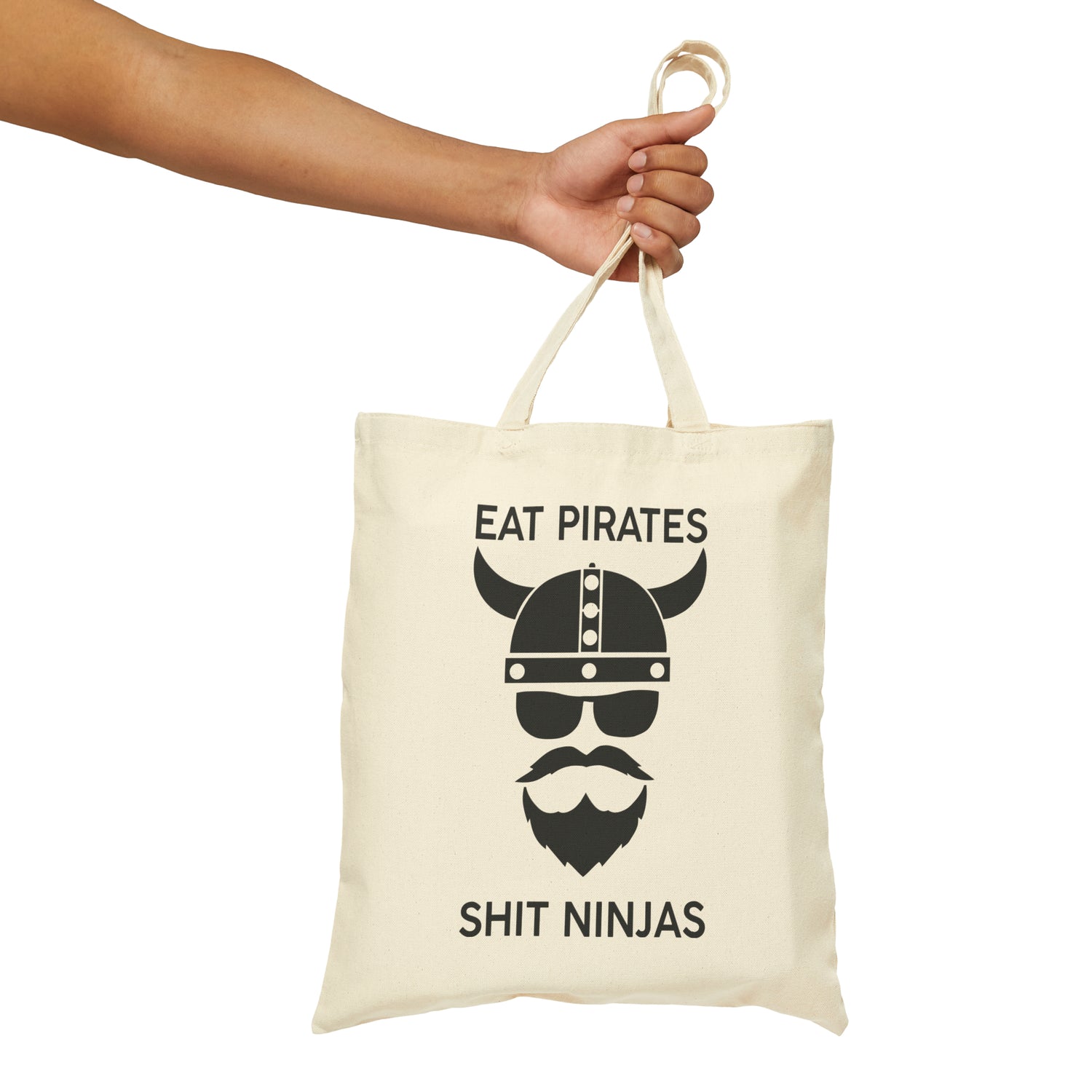 EAT PIRATES SHIT NINJAS Cotton Canvas Tote Bag