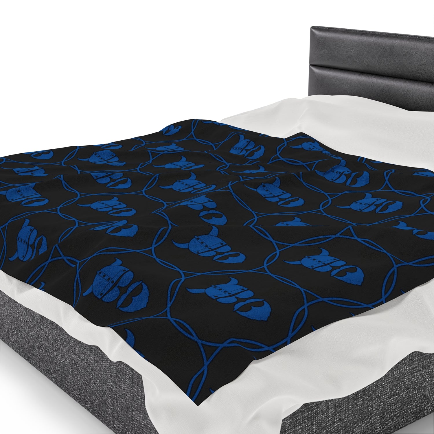 ZV Blue Stamped Blk Extra Soft Velveteen Plush Blanket - THE ZEN VIKING