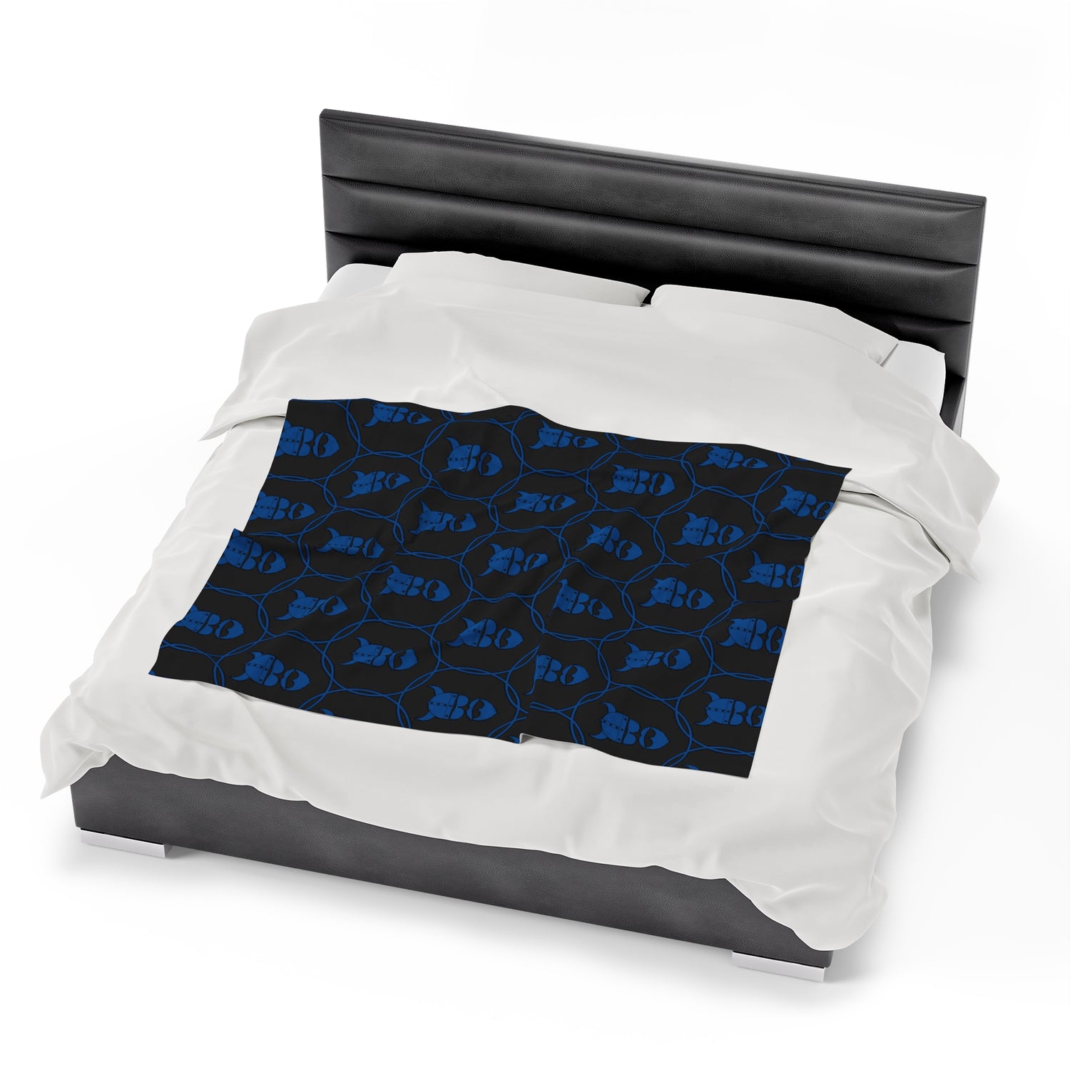 ZV Blue Stamped Blk Extra Soft Velveteen Plush Blanket - THE ZEN VIKING