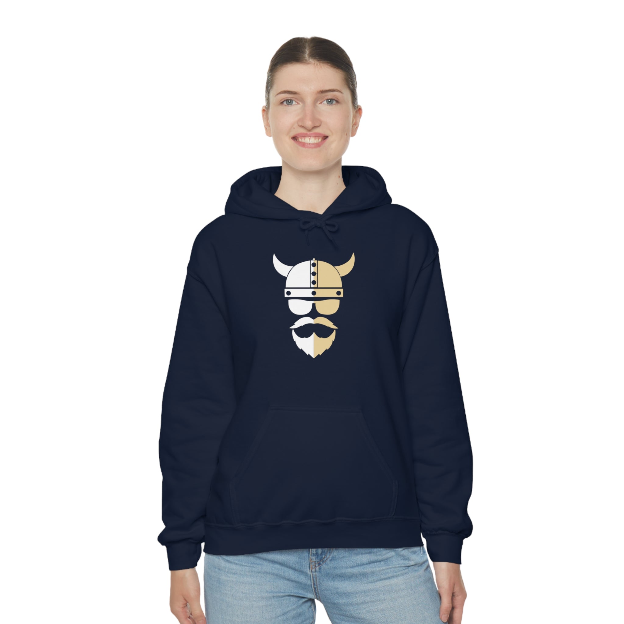 ZV White Half Heavy Blend™ Hooded Sweatshirt - THE ZEN VIKING