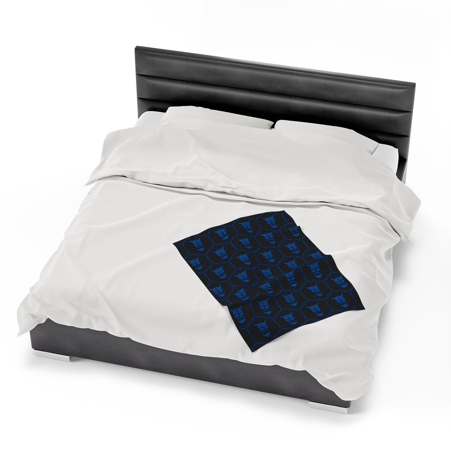 ZV Blue Stamped Blk Extra Soft Velveteen Plush Blanket - THE ZEN VIKING