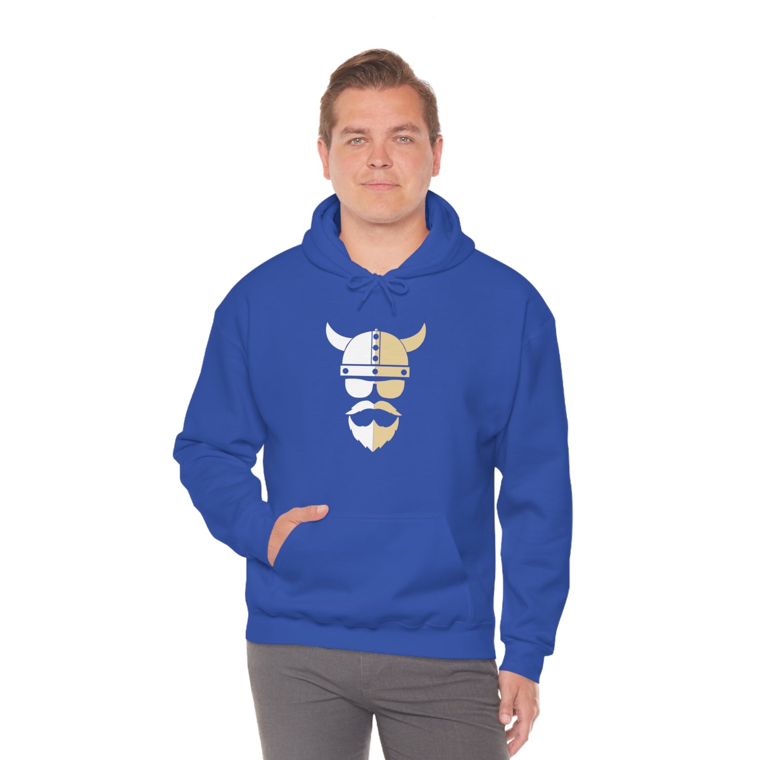 ZV White Half Heavy Blend™ Hooded Sweatshirt - THE ZEN VIKING