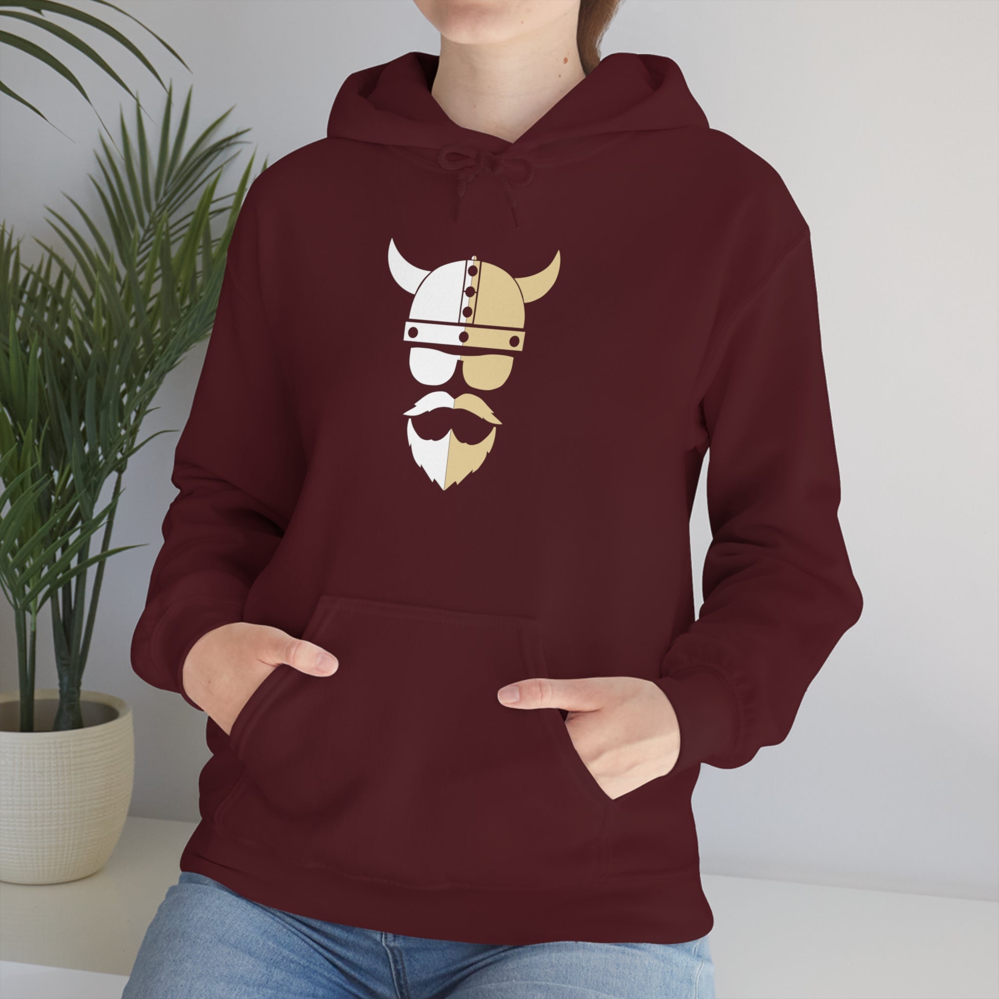 ZV White Half Heavy Blend™ Hooded Sweatshirt - THE ZEN VIKING