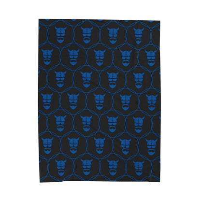 ZV Blue Stamped Blk Extra Soft Velveteen Plush Blanket - THE ZEN VIKING