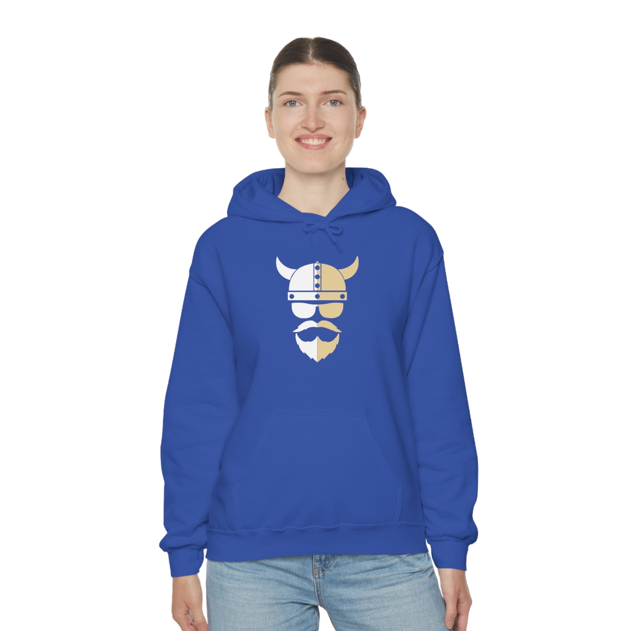 ZV White Half Heavy Blend™ Hooded Sweatshirt - THE ZEN VIKING