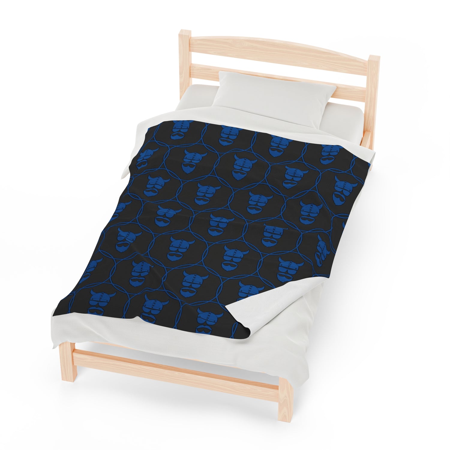 ZV Blue Stamped Blk Extra Soft Velveteen Plush Blanket - THE ZEN VIKING