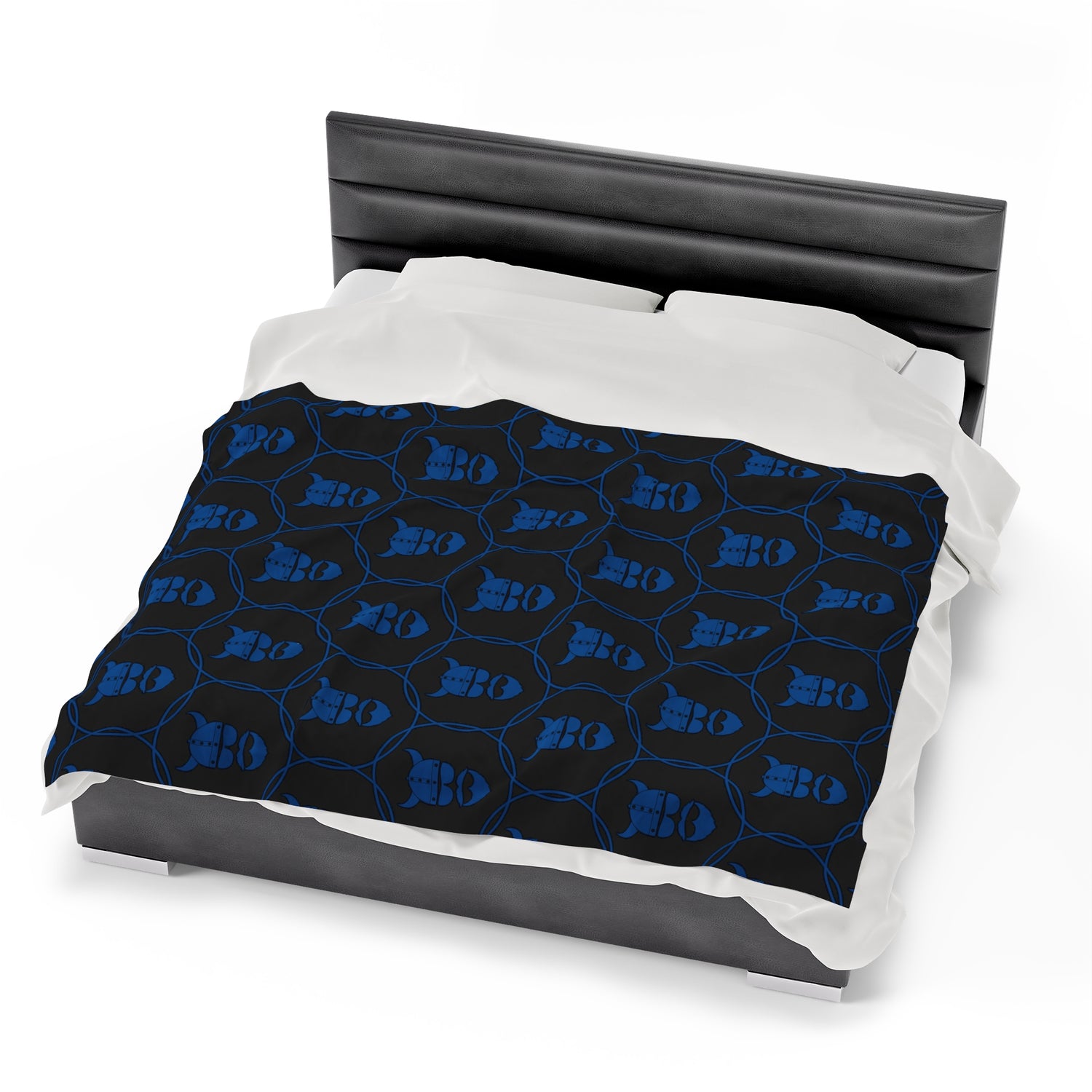 ZV Blue Stamped Blk Extra Soft Velveteen Plush Blanket - THE ZEN VIKING