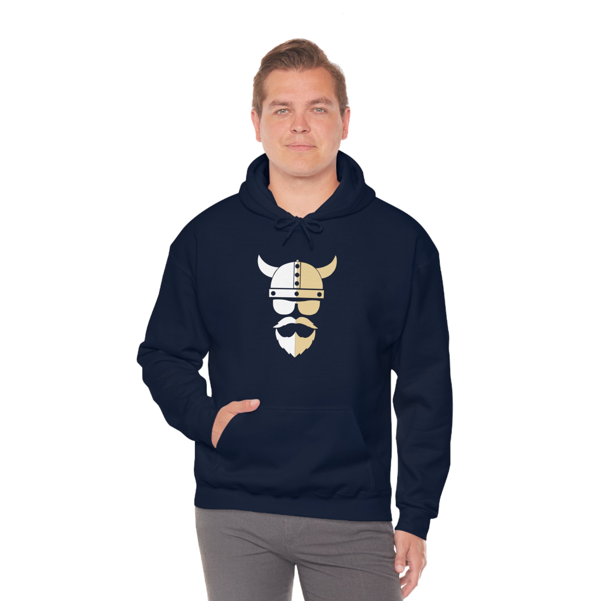 ZV White Half Heavy Blend™ Hooded Sweatshirt - THE ZEN VIKING