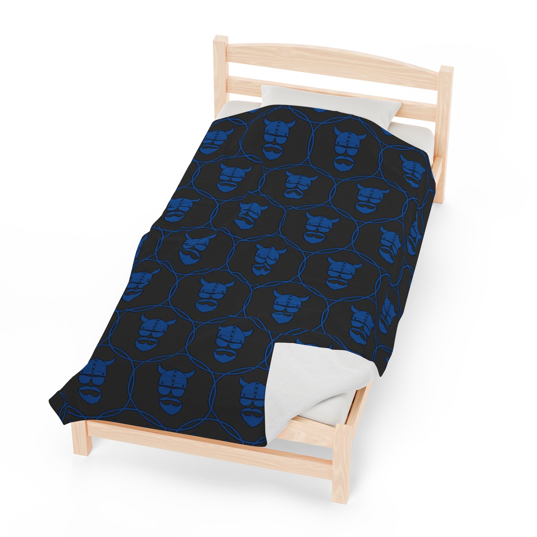 ZV Blue Stamped Blk Extra Soft Velveteen Plush Blanket - THE ZEN VIKING