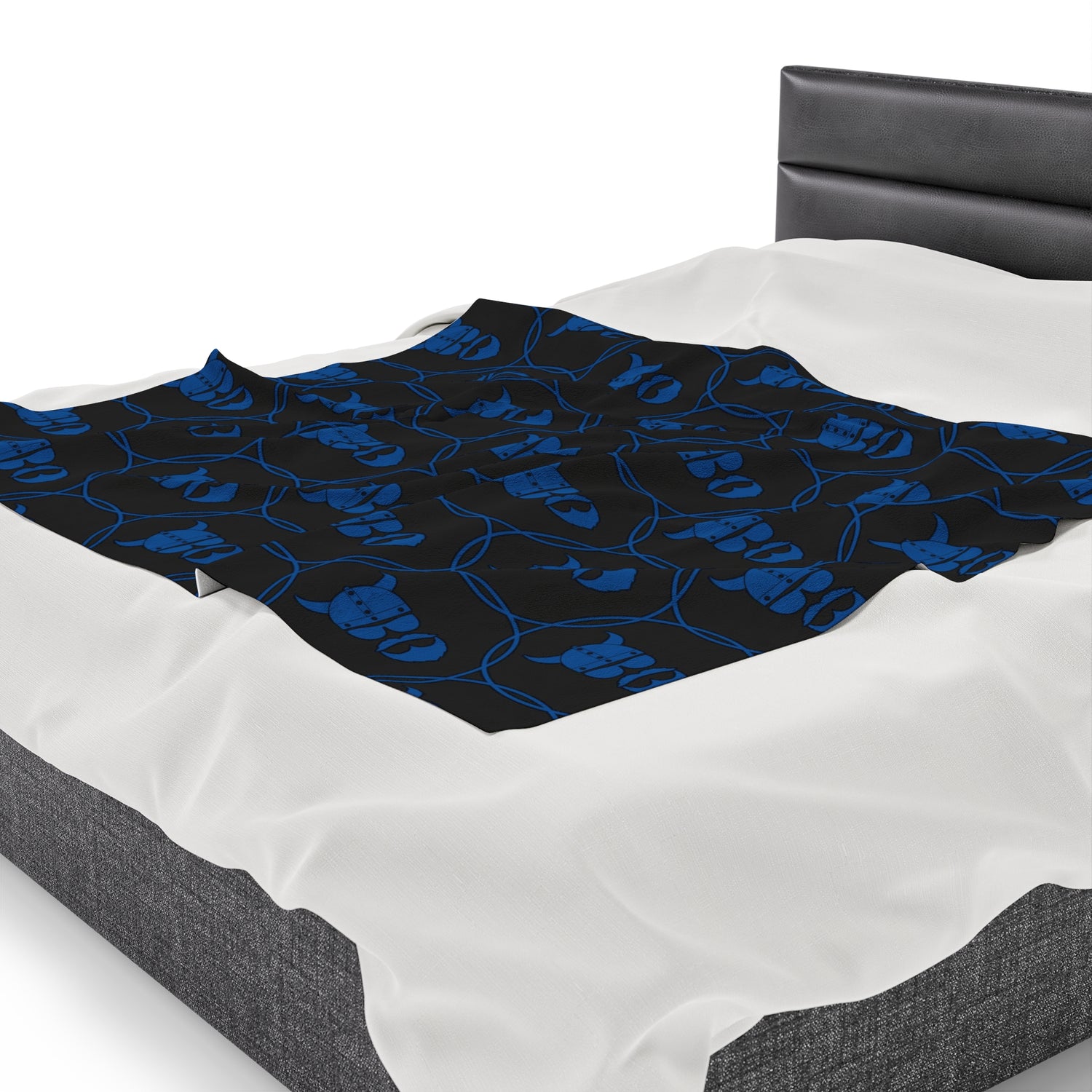 ZV Blue Stamped Blk Extra Soft Velveteen Plush Blanket - THE ZEN VIKING