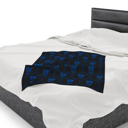 ZV Blue Stamped Blk Extra Soft Velveteen Plush Blanket - THE ZEN VIKING