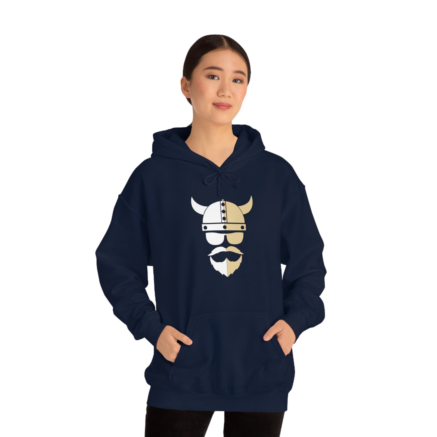 ZV White Half Heavy Blend™ Hooded Sweatshirt - THE ZEN VIKING