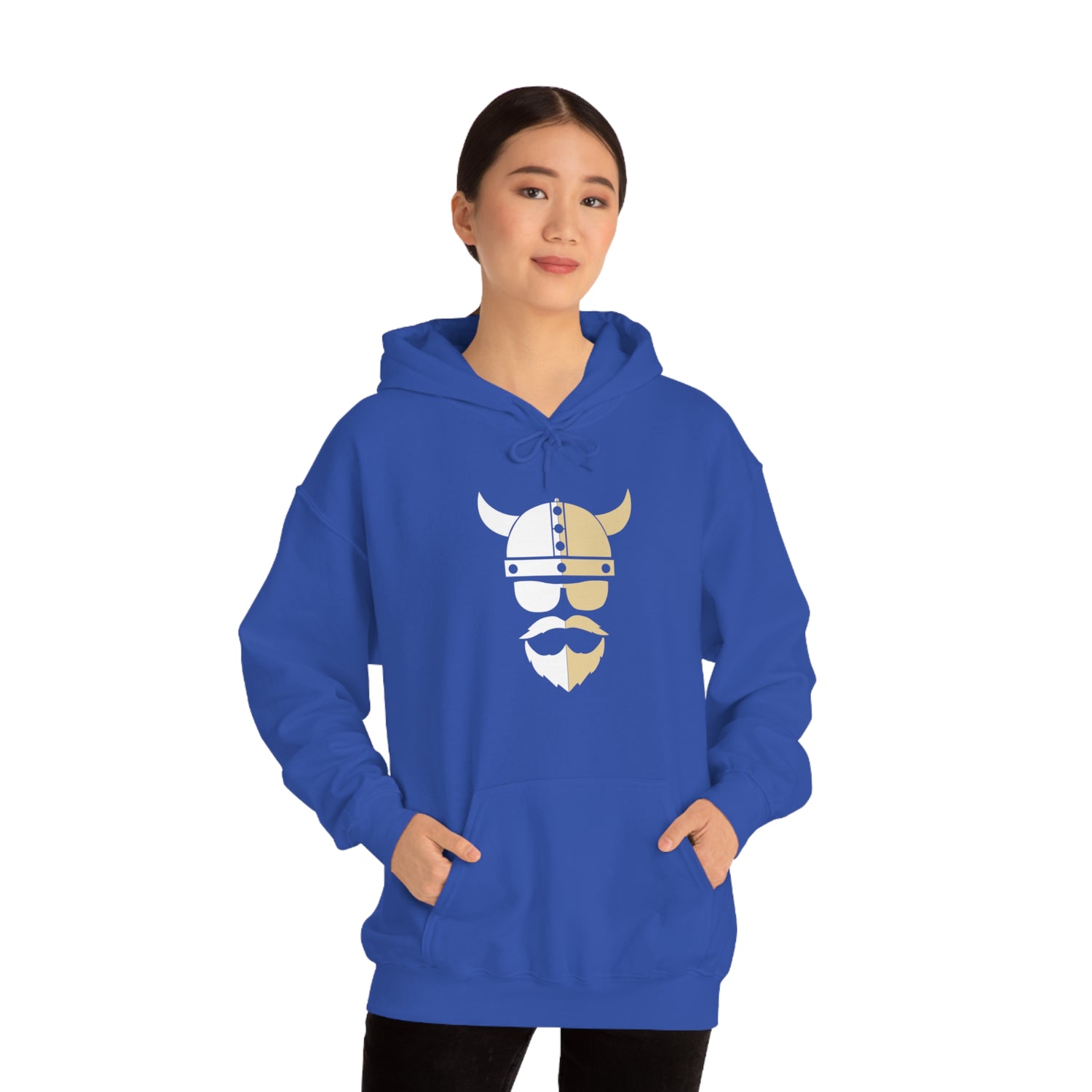 ZV White Half Heavy Blend™ Hooded Sweatshirt - THE ZEN VIKING