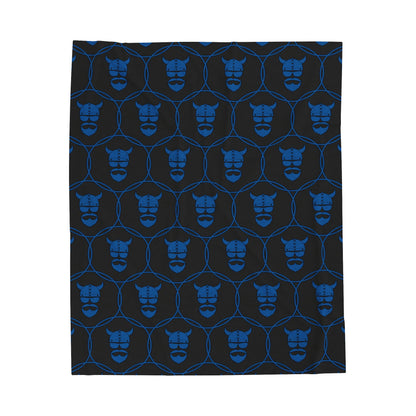 ZV Blue Stamped Blk Extra Soft Velveteen Plush Blanket - THE ZEN VIKING