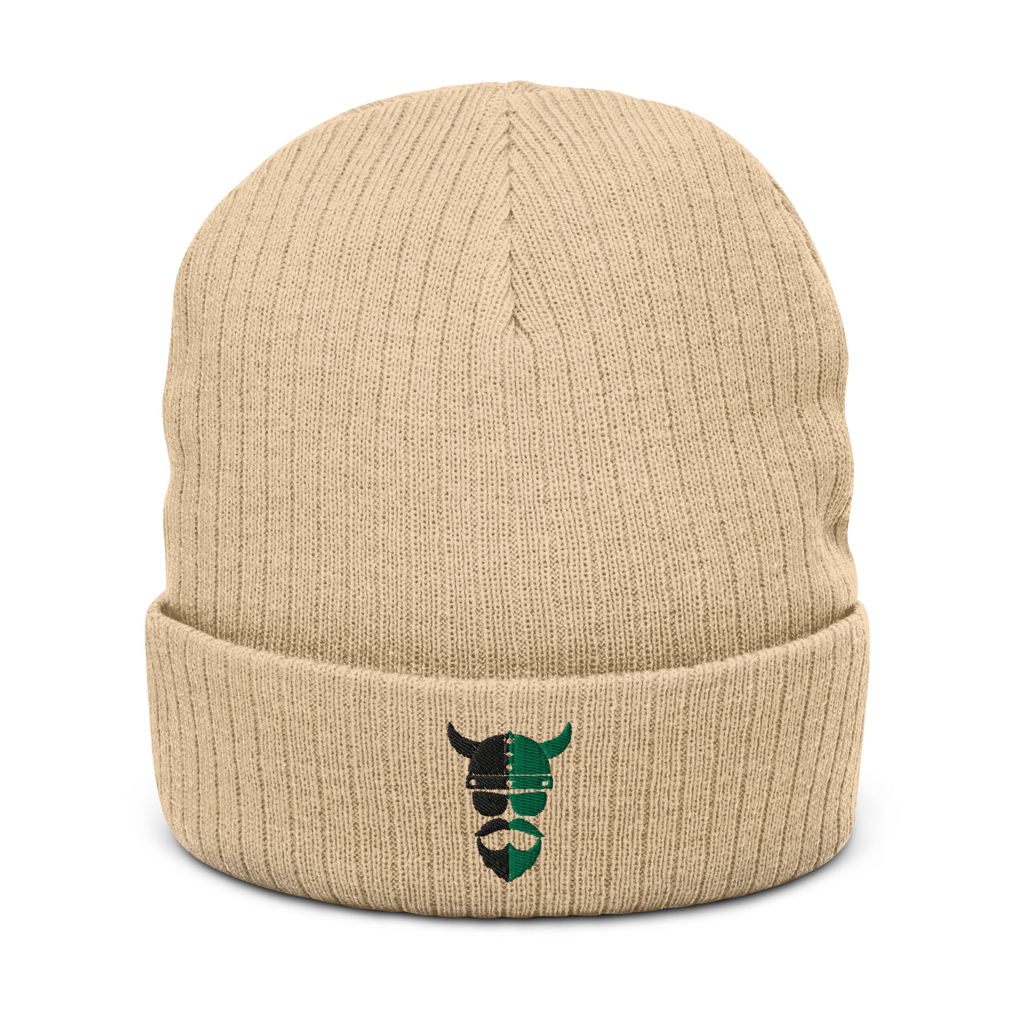 ZV Harvey Green Ribbed knit beanie - THE ZEN VIKING