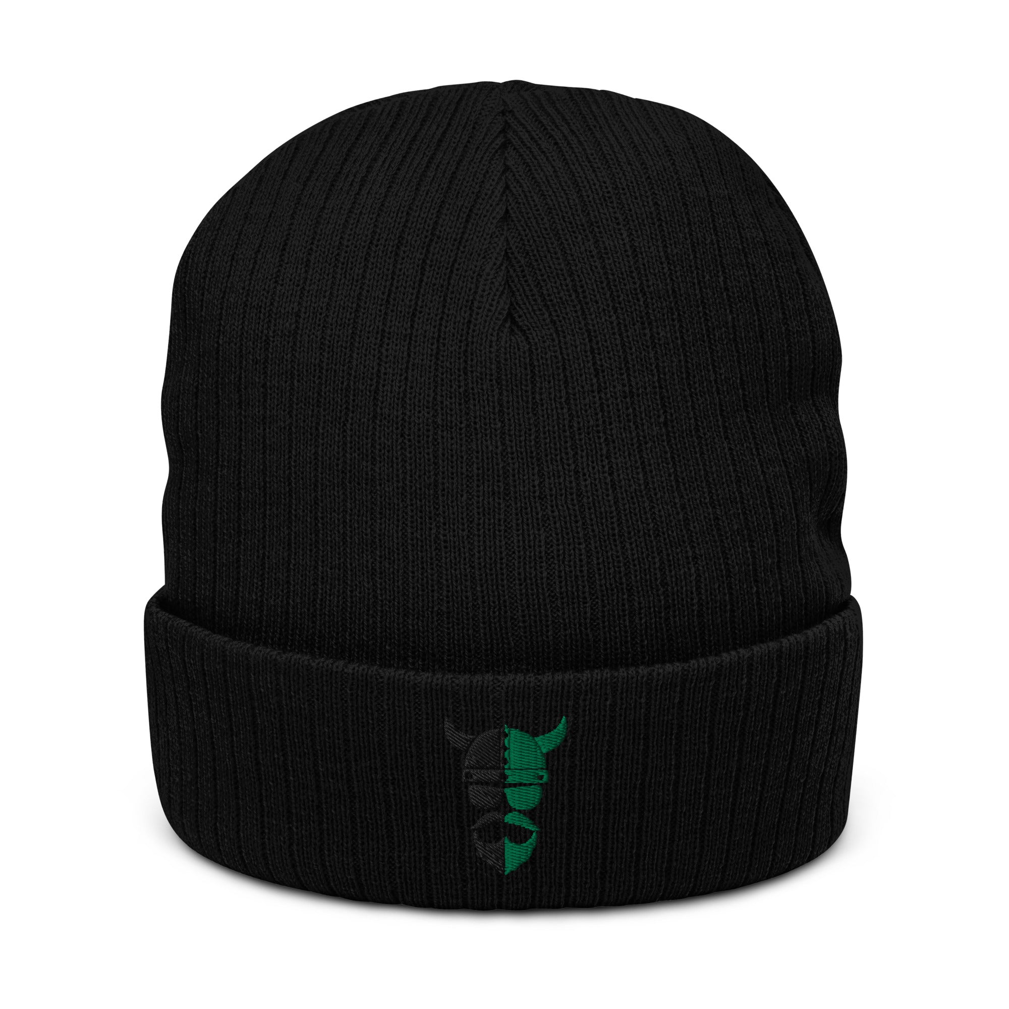 ZV Harvey Green Ribbed knit beanie - THE ZEN VIKING